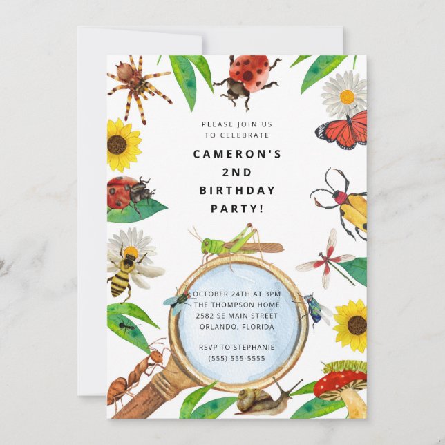 Convites Bug Insect Boy Birthday Invitation (Frente)