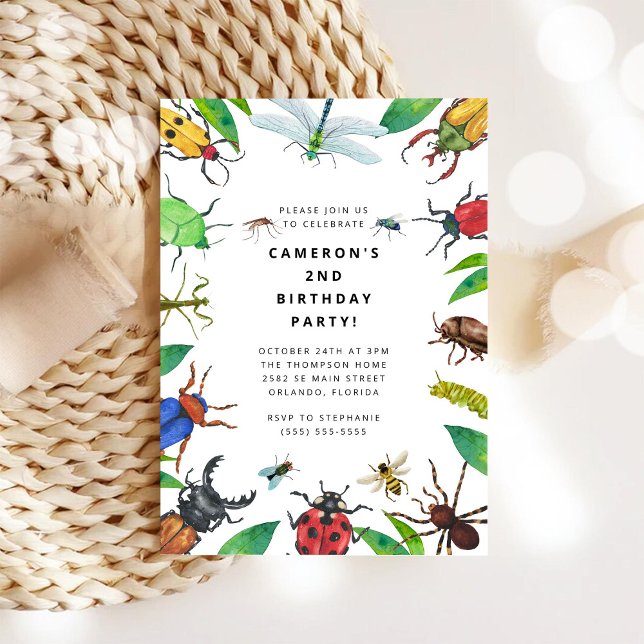 Convites Bug Insect Boy Birthday Invitation (Criador carregado)