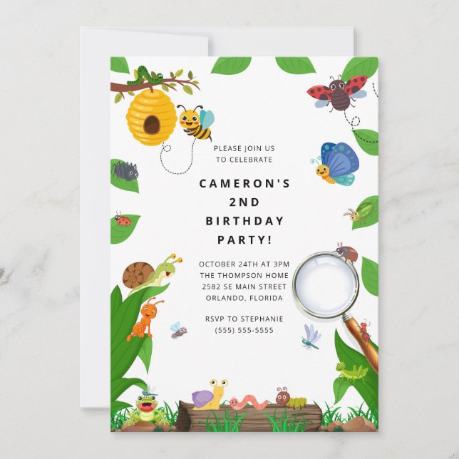 Convites Bug Insect Boy Birthday Invitation (Frente)
