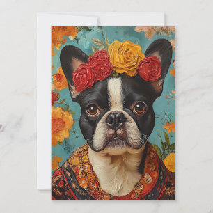 Convites Buldogue francês como Frida Kahlo