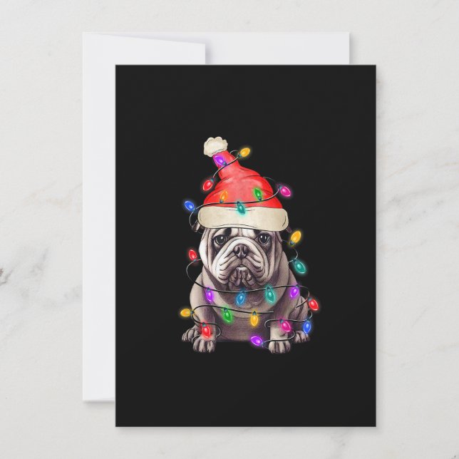 Convites Buldogue Papais noeis Árvore de Natal Luzes de Nat (Frente)