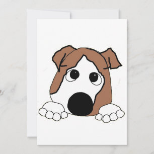 Convites buldogue vermelho e branco espiando desenho animad
