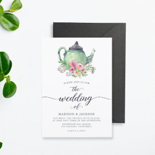 Convites Bule Aquarela e Casamento Floral