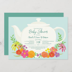 Convites Bule de Chá de fraldas do Tea Party