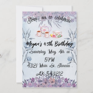 Convites Bule de chá de lavanda flores aniversário