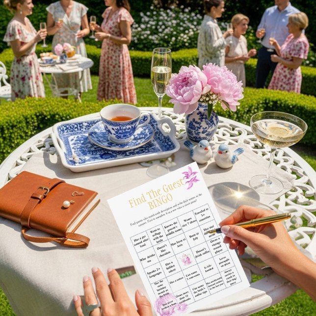 Convites Bule de Chá Encontre o Jogo de Bingo de Chuveiro d (Teapot Find the Guest Bridal Shower Bingo game)