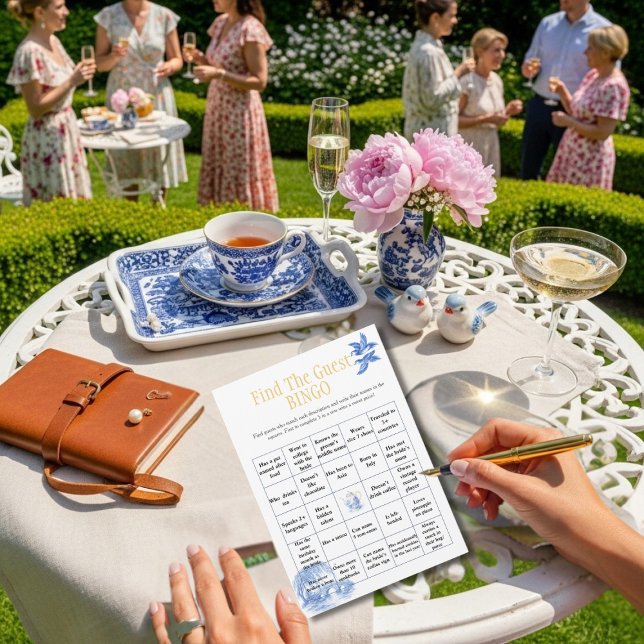Convites Bule de Chá Encontre o Jogo de Bingo de Chuveiro d (Teapot Find the Guest Bridal Shower Bingo game)