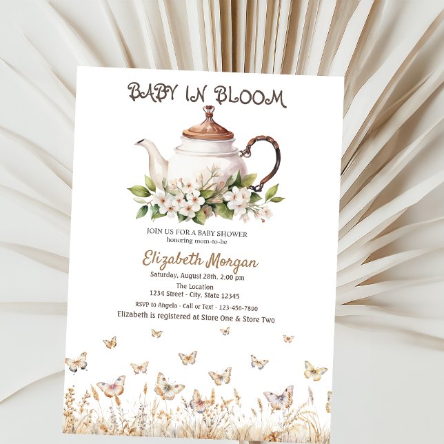 Convites Bules de Borboletas do Prado Baby Shower (Criador carregado)