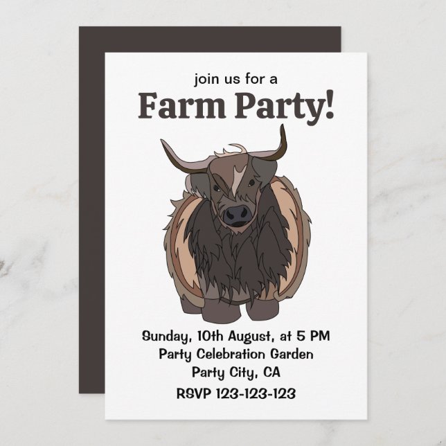 Convites Bull Cattle Bull (Frente/Verso)