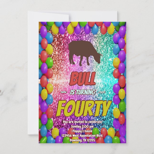 Convites Bull Farming Birthday Western Country convidado (Frente)