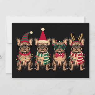 Convites Bulldog Francês De Natal Cachorro Papai Noel Rena