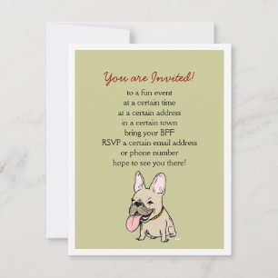 Convites Bulldog Francês Engraçado com Texto Personalizado