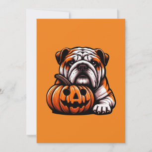 Convites Bulldog Inglês das Halloween - Jack o Lanterno out