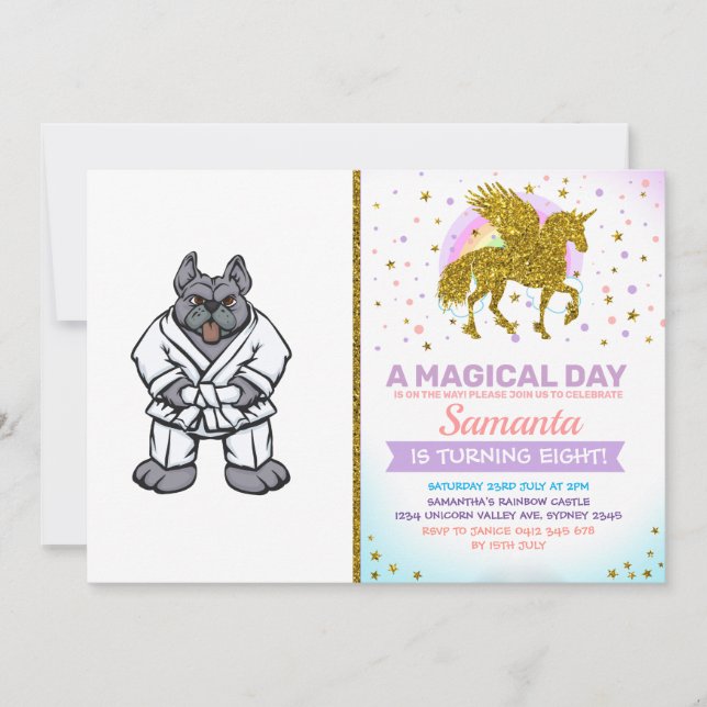 Convites Bulldog jiu jitsu | escolher cor de fundo (Frente)