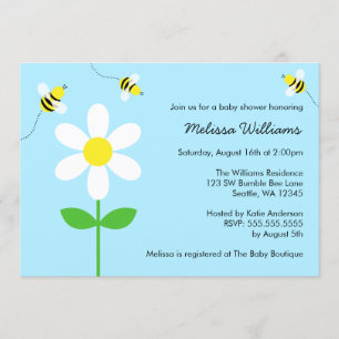 Convites Bumble Bee Daisy Baby Shower