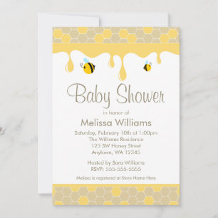 Convites Bumble Bee Honey Baby Shower