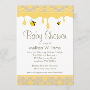 Convites Bumble Bee Honey Baby Shower