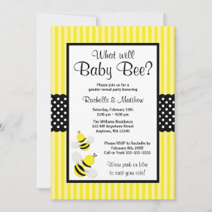 Convites Bumble Bee Strips Pontos Gênero Chá de fraldas R