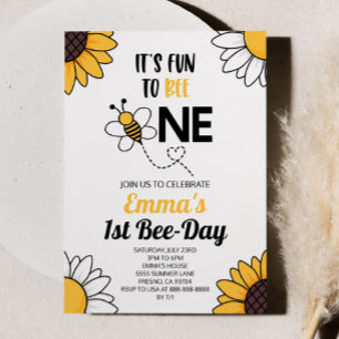 Convites Bumble Bee Sunflower 1º primeiro aniversario