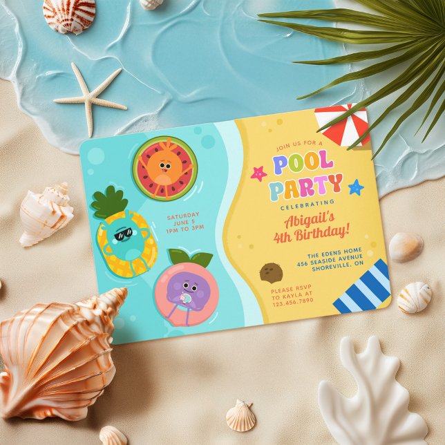 Convites Bumble Nums Summer Party Aniversário (Pool Party Invitation)