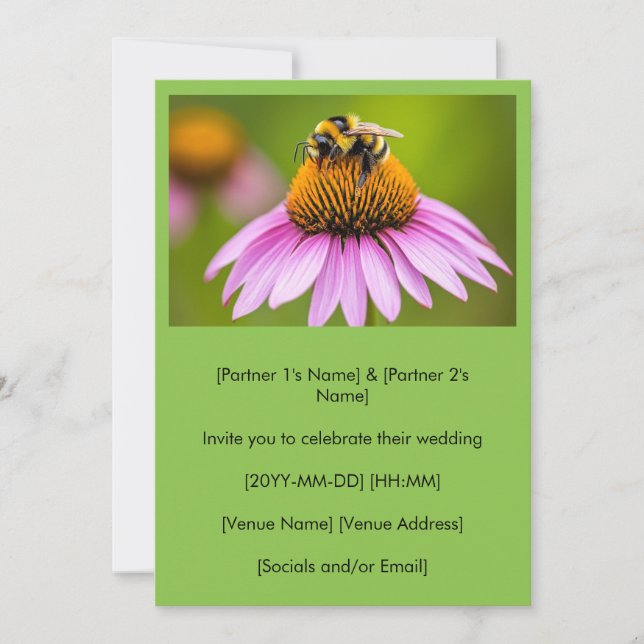 Convites Bumblebee Bonito No Casamento De Coneflower Roxo (Frente)