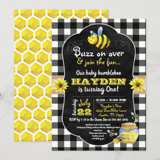 Convites Bumblebee Honey Comb Sweet Baby Primeiro Aniversár