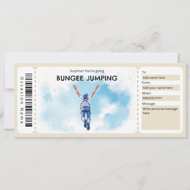 Convites Bungee Jumping Ticket Gift Certificate (Frente)