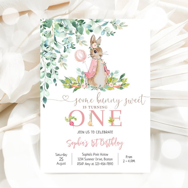 Convites Bunny 1st Birthday Invitation (Criador carregado)