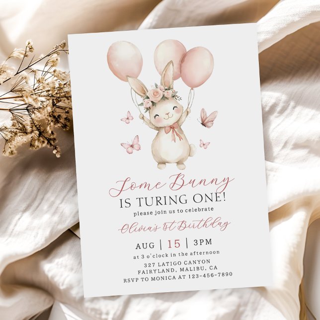 Convites Bunny 1st Birthday Invitation (Criador carregado)
