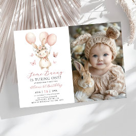 Convites Bunny 1st Birthday Photo Invitation