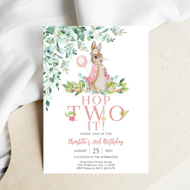 Convites Bunny 2nd Birthday Invitation (Criador carregado)