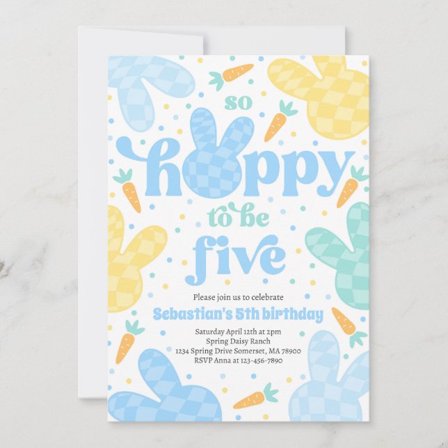 Convites Bunny 5 Festa de aniversário de Primavera Bunny Bi (Frente)