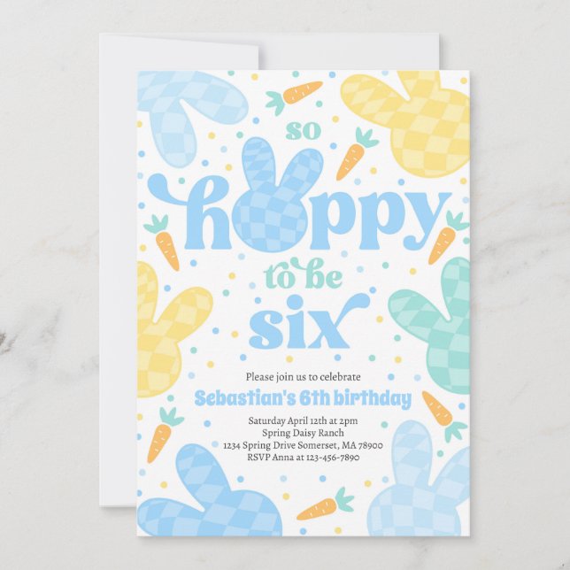 Convites Bunny 6 Festa de aniversário de Primavera Bunny Bi (Frente)