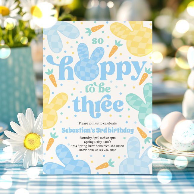 Convites Bunny aniversário de 3 anos do Primavera Bunny Bun (Criador carregado)