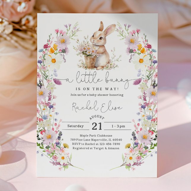 Convites Bunny Baby Shower Invite, Wildflower Spring Design (Criador carregado)
