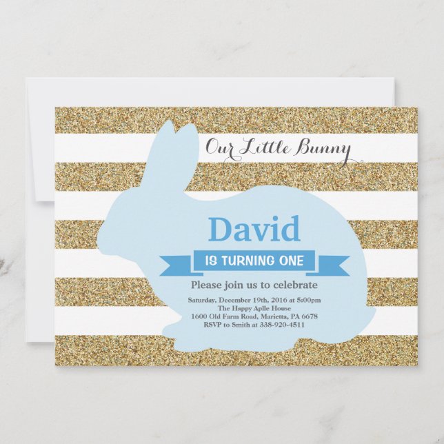 Convites Bunny Birthday Boy Easter Egg 1rua Primeiro Aniver (Frente)