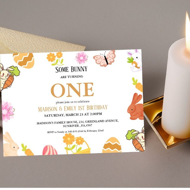 Convites Bunny Birthday Easter Joint 1rua De Ovos Primeiro  (Criador carregado)