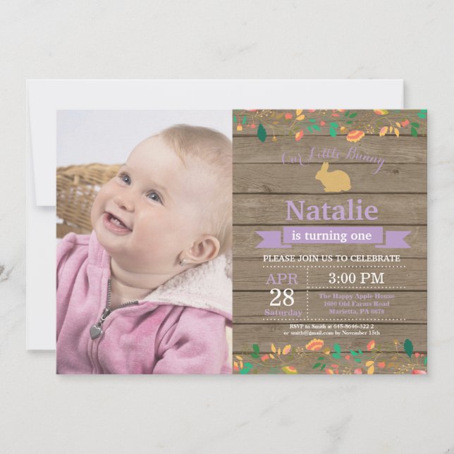 Convites Bunny Birthday Girl Easter Egg 1rua Primeiro Anive (Frente)