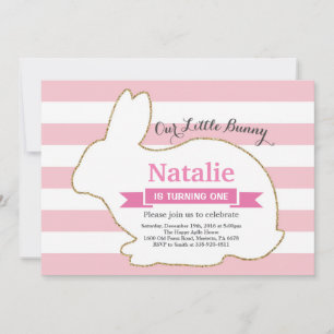 Convites Bunny Birthday Girl Easter Egg 1rua Primeiro Anive