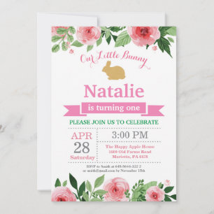 Convites Bunny Birthday Girl Easter Egg 1rua Primeiro Anive