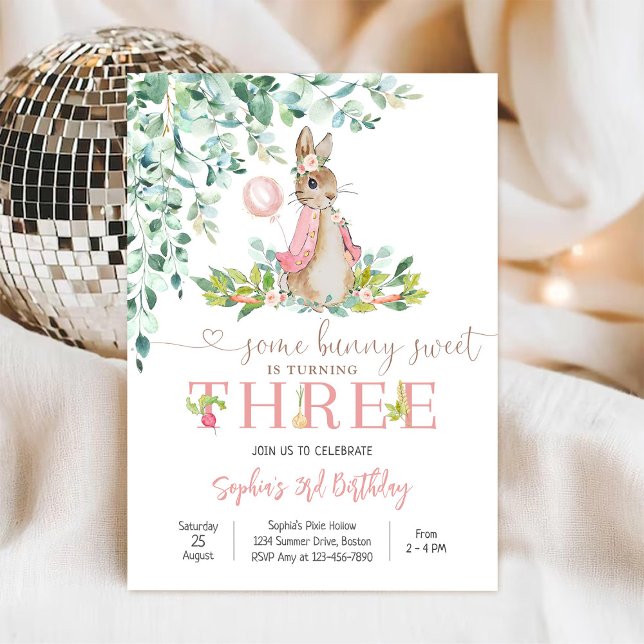 Convites Bunny Birthday Invitation Girl (Criador carregado)