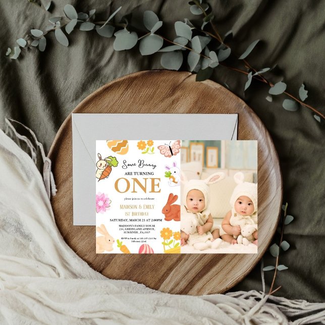 Convites Bunny Birthday Páscoa Gêmeos de Ovos 1rua Primeiro (Criador carregado)