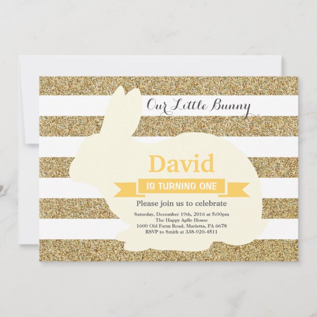 Convites Bunny Birthday Páscoa Ovo 1 rua Primeiro Aniversár (Frente)