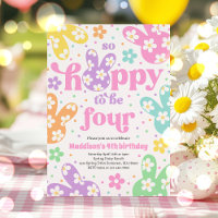 Bunny Daisy Floral Pastel Primavera 4º Aniversário