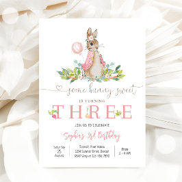 Convites Bunny Floral 3rd Birthday Invitation