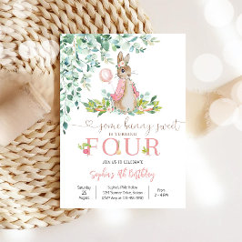 Convites Bunny Floral 4th Birthday Invitation
