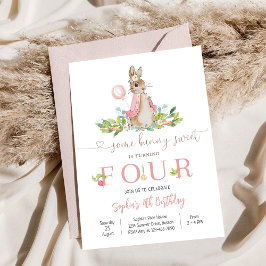 Convites Bunny Floral 4th Birthday Invitation