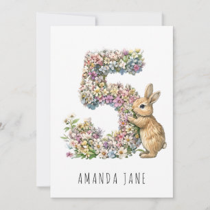 Convites Bunny Floral 5 Birthday