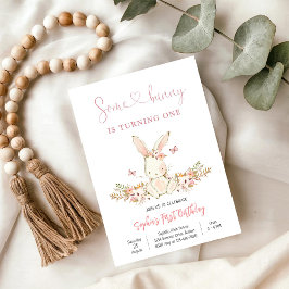 Convites Bunny Floral First Birthday Invitation
