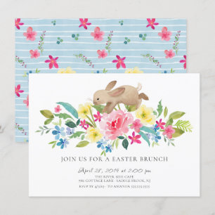 Convites Bunny Floral Páscoa Cheerful Brunch